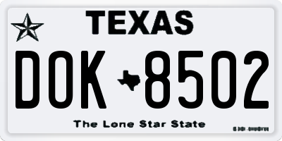 TX license plate DOK8502