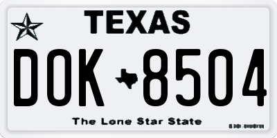 TX license plate DOK8504