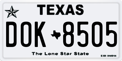 TX license plate DOK8505