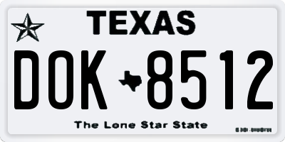 TX license plate DOK8512