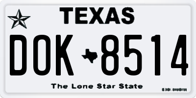 TX license plate DOK8514