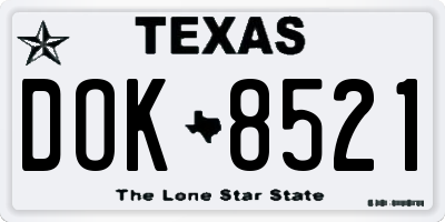 TX license plate DOK8521