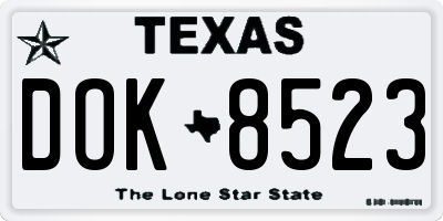 TX license plate DOK8523