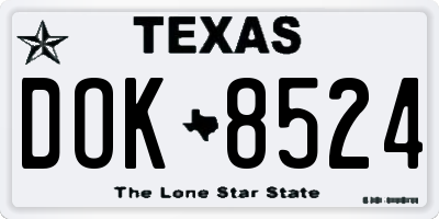 TX license plate DOK8524