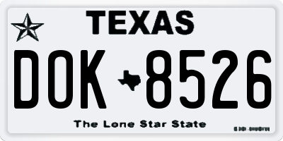 TX license plate DOK8526