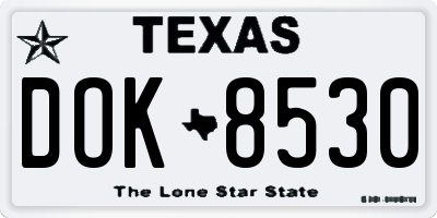 TX license plate DOK8530
