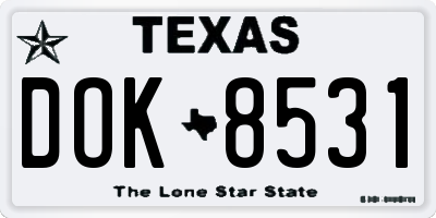TX license plate DOK8531