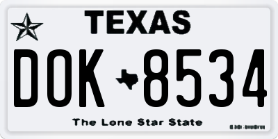 TX license plate DOK8534