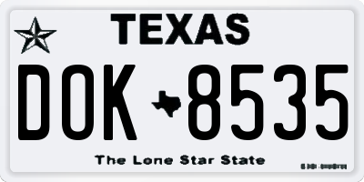 TX license plate DOK8535