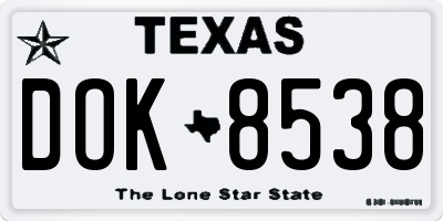 TX license plate DOK8538