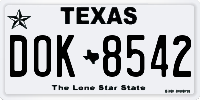 TX license plate DOK8542