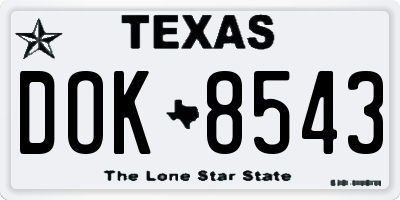 TX license plate DOK8543