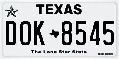 TX license plate DOK8545