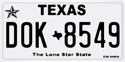 TX license plate DOK8549