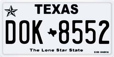 TX license plate DOK8552