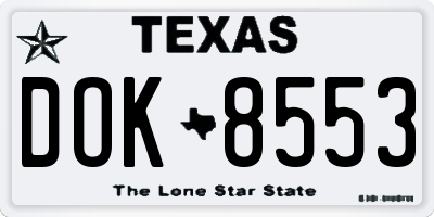 TX license plate DOK8553
