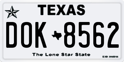 TX license plate DOK8562