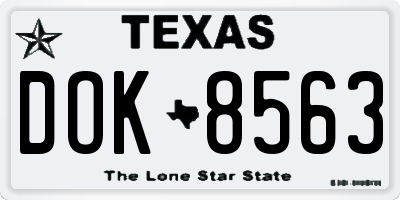 TX license plate DOK8563
