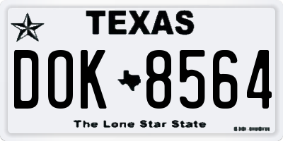 TX license plate DOK8564