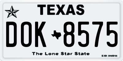 TX license plate DOK8575