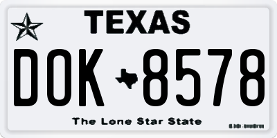 TX license plate DOK8578
