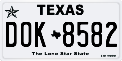 TX license plate DOK8582