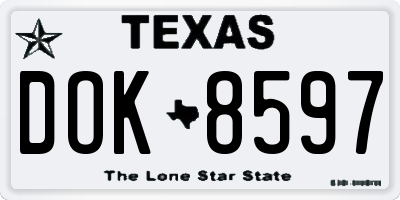 TX license plate DOK8597