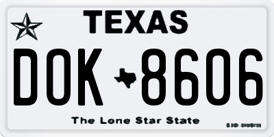 TX license plate DOK8606