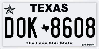 TX license plate DOK8608
