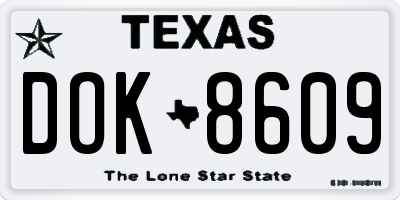 TX license plate DOK8609