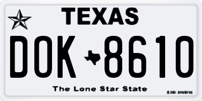 TX license plate DOK8610