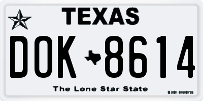 TX license plate DOK8614