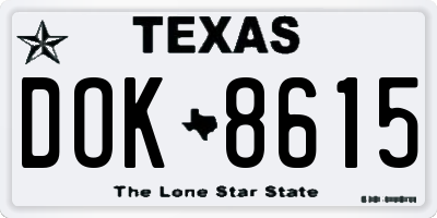 TX license plate DOK8615