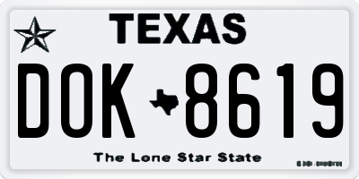 TX license plate DOK8619