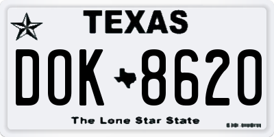 TX license plate DOK8620