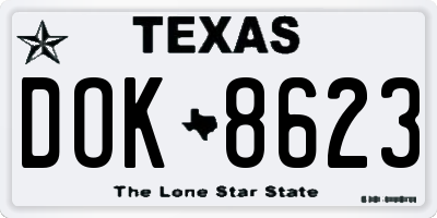 TX license plate DOK8623