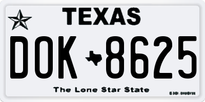 TX license plate DOK8625