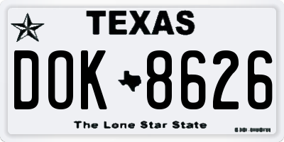 TX license plate DOK8626