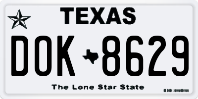 TX license plate DOK8629