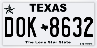 TX license plate DOK8632
