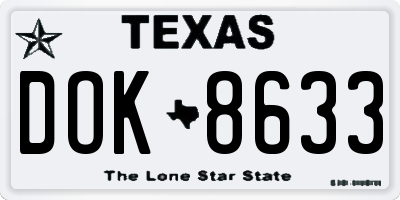 TX license plate DOK8633