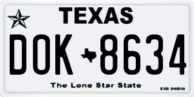 TX license plate DOK8634