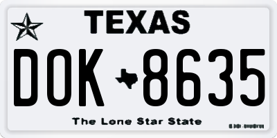 TX license plate DOK8635