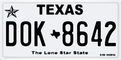 TX license plate DOK8642