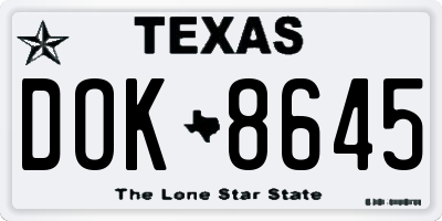 TX license plate DOK8645