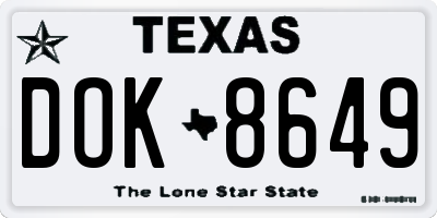 TX license plate DOK8649