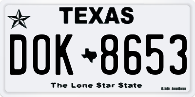 TX license plate DOK8653