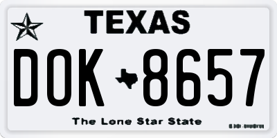 TX license plate DOK8657