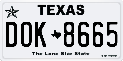 TX license plate DOK8665