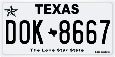 TX license plate DOK8667